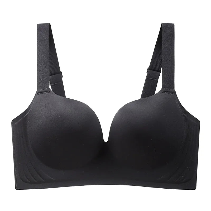 Women‘s Full Bust Seamless Bra Wireless Lingerie Breathable & Smooth Small Thin Gathering Push Up Lift Support Plus Size 34-44