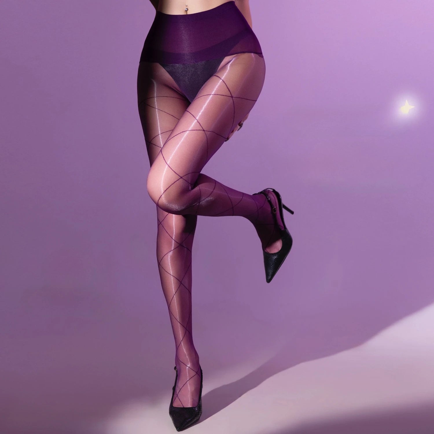 2026 New Women's Stockings Cross Diamond Pattern Sexy Seamless Fun Stockings Aurora Shiny Ultra-thin Pantyhose Sexy Lingerie