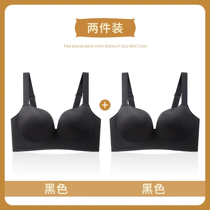 Women‘s Full Bust Seamless Bra Wireless Lingerie Breathable & Smooth Small Thin Gathering Push Up Lift Support Plus Size 34-44