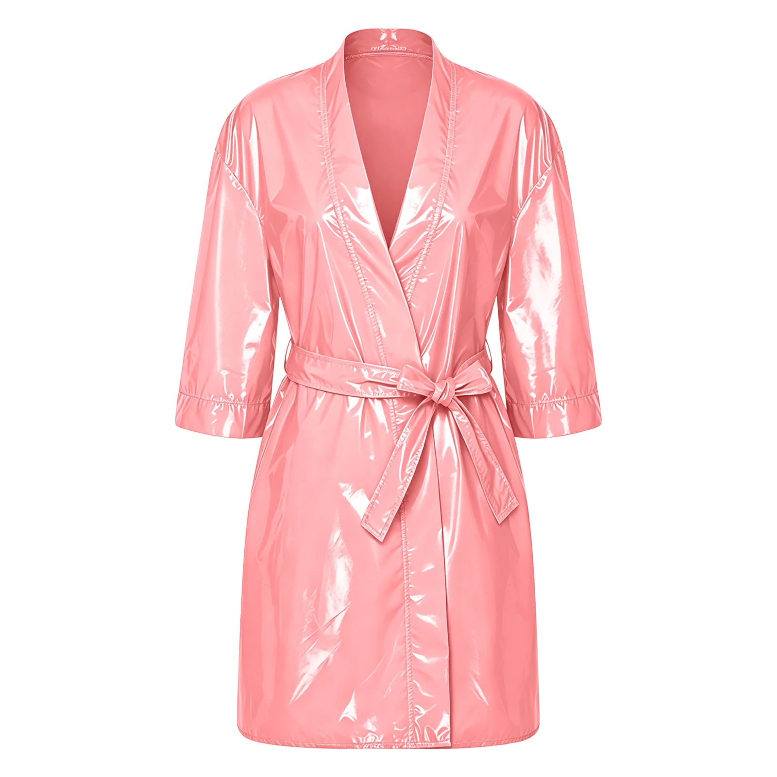 Women Waterproof Short Robe Belt Half Sleeve Open Front Bathrobe Swimwear Swimsuit for Water Parties Outdoor-Homewear Robe Dress