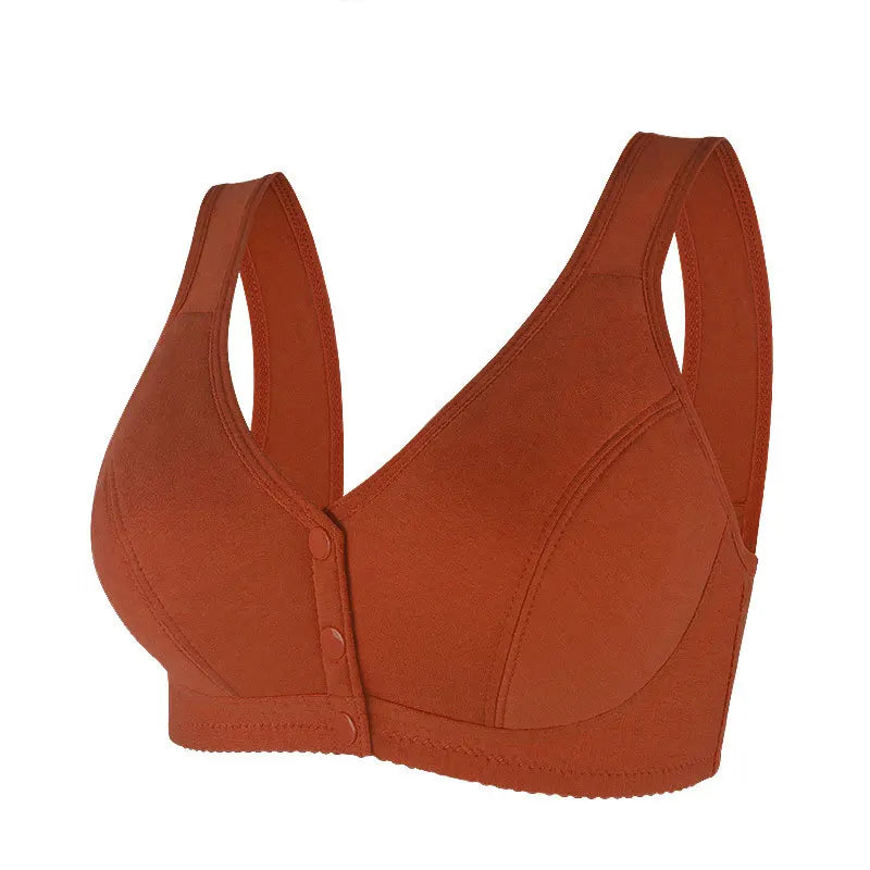 Ladies Front Button Plus Size Solid Color Underwear Fashionable Ultra-thin Soft and Comfortable Vest Style Fixed Cup Underwear