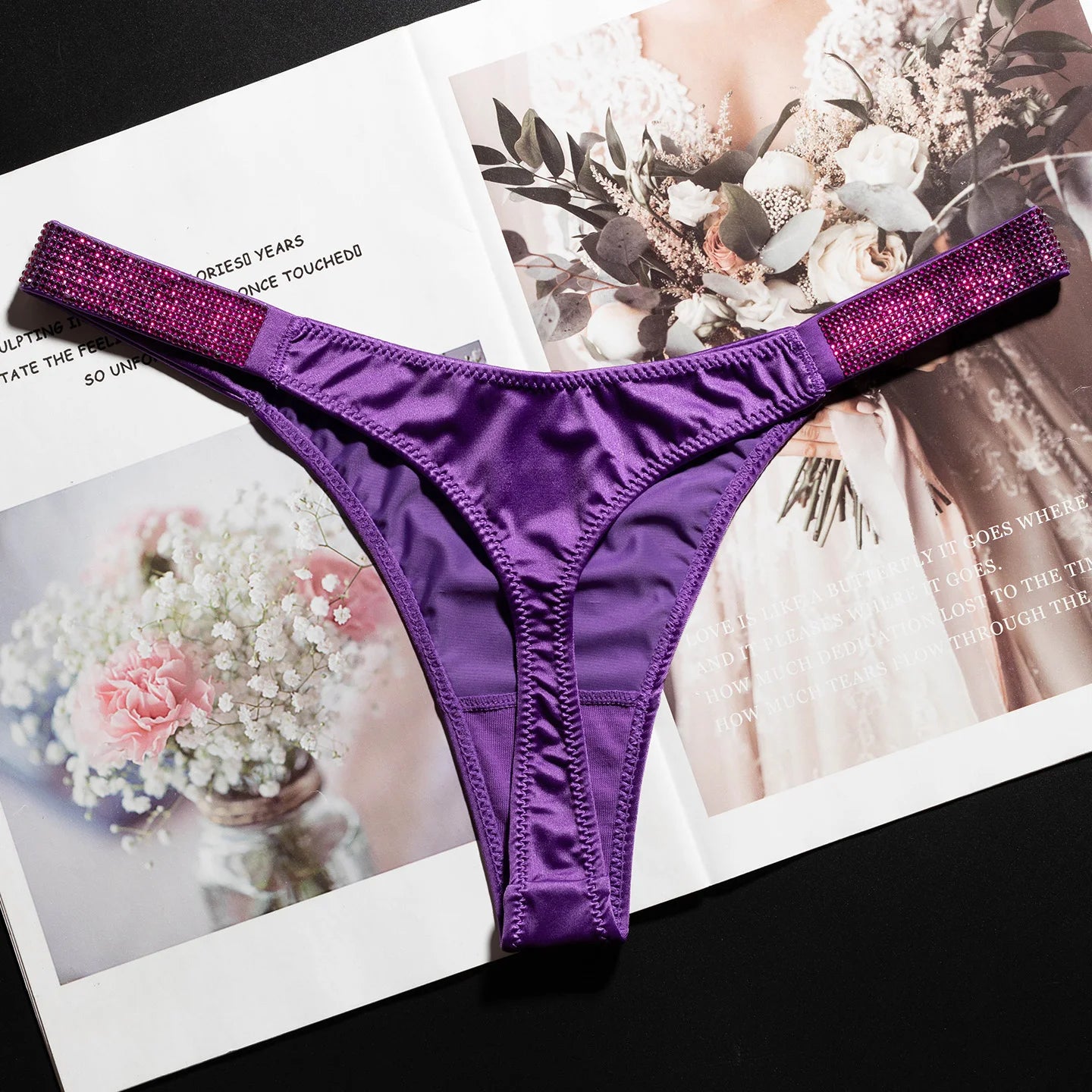Letter Sexy Panties Women Thongs Rhinestones Diamonds G-string Sports Thong Low Waist Shorts Briefs T-back Fitness S-XL