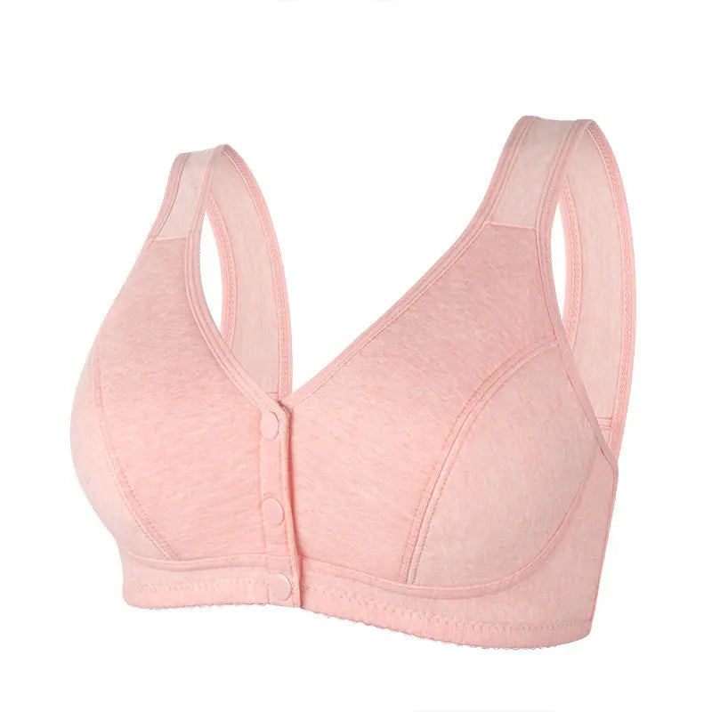 Ladies Front Button Plus Size Solid Color Underwear Fashionable Ultra-thin Soft and Comfortable Vest Style Fixed Cup Underwear