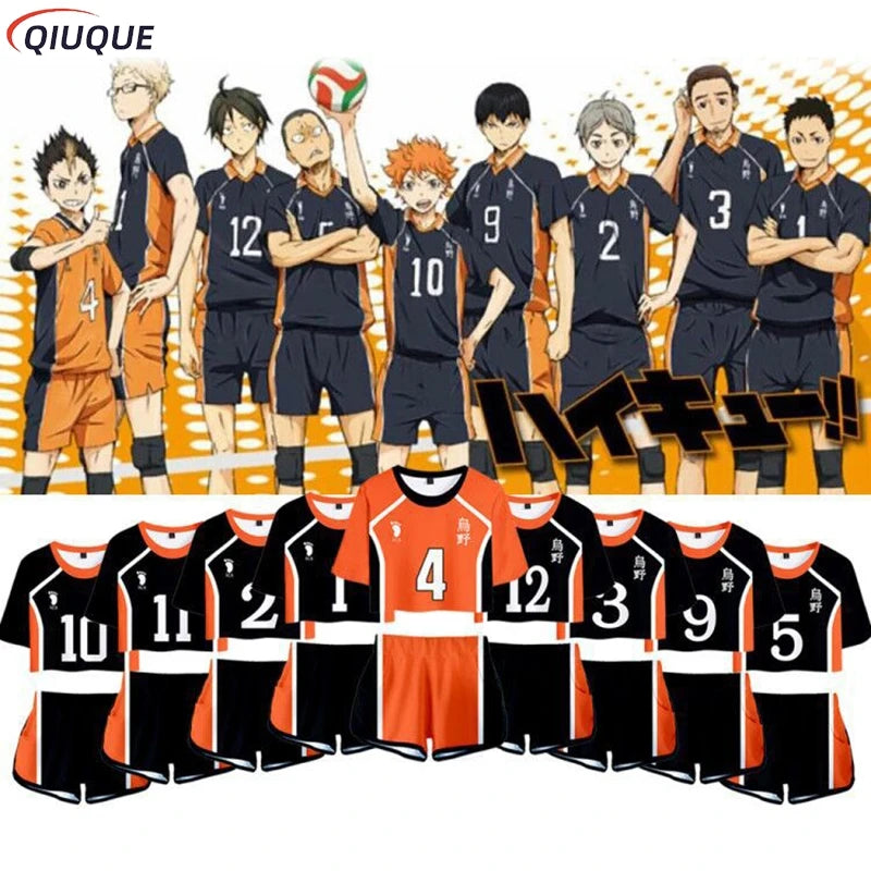 Karasuno Koukou Cosplay Costume Summer Girls Cheerleading Uniform Women Anime Crop Top Short-sleeved T-shirt Shorts