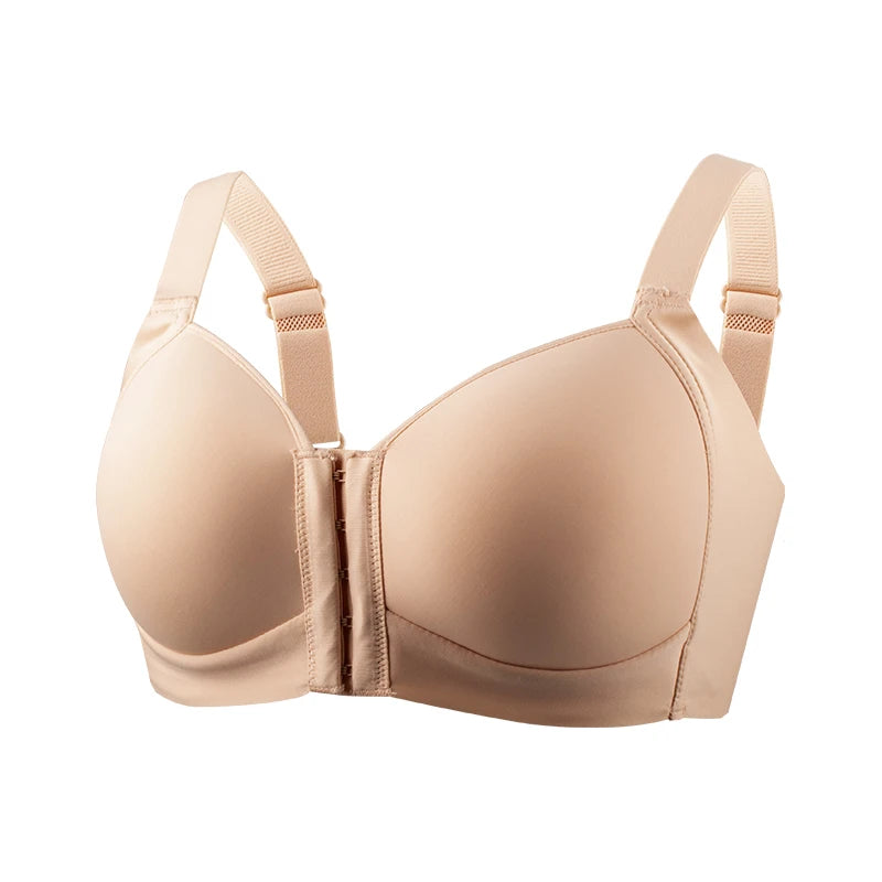 FallSweet Plus Size Wireless Front Closure Bra for Women Seamless Thin Cup Soft Comfortable Breathable Mom Lingerie Brassiere