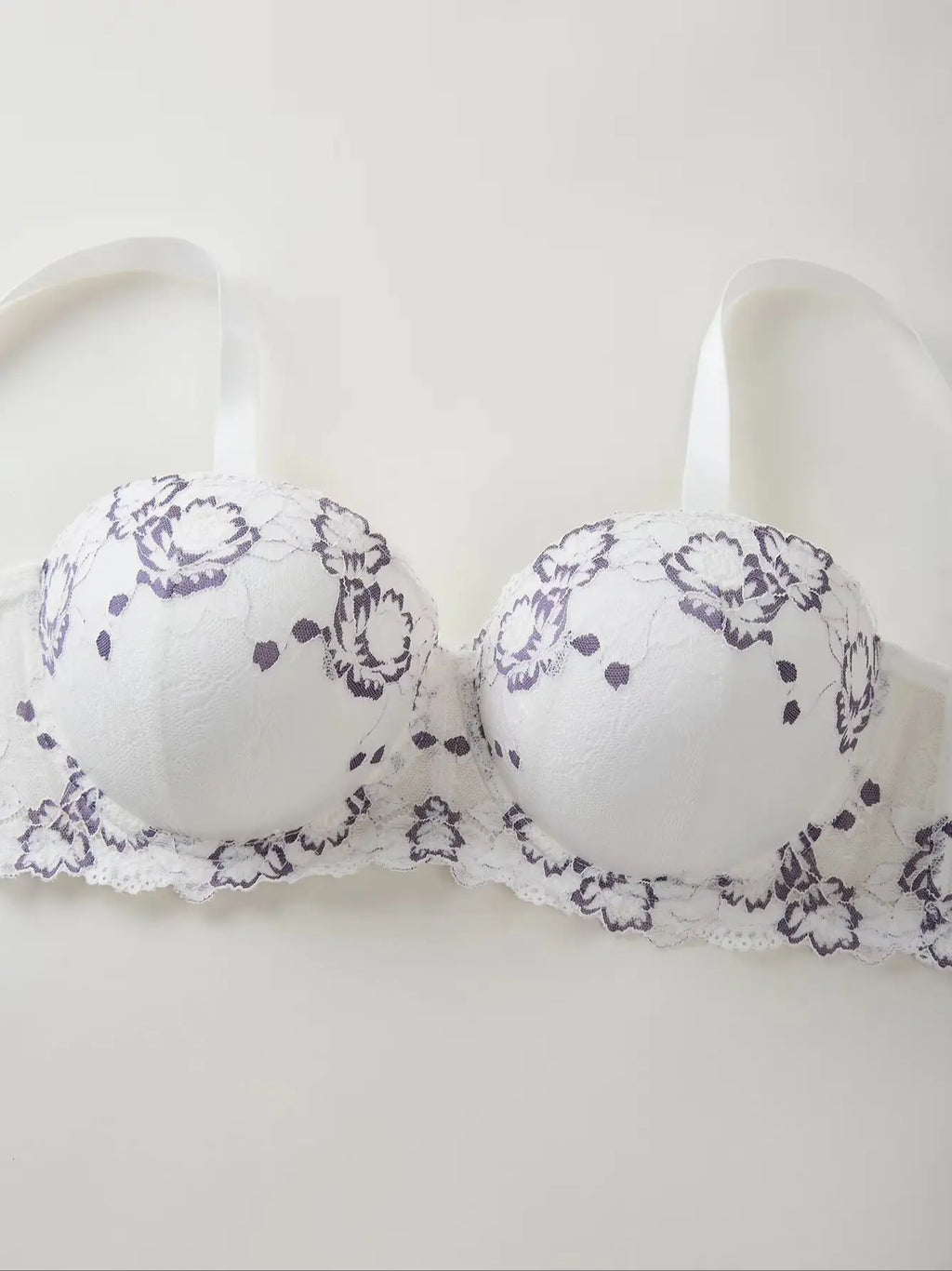 Plus Size Lace & Embroidery Women Bra Wide straps Underwire Side Support Push Up Bra Supportive Thin Cup Lingerie for Women
