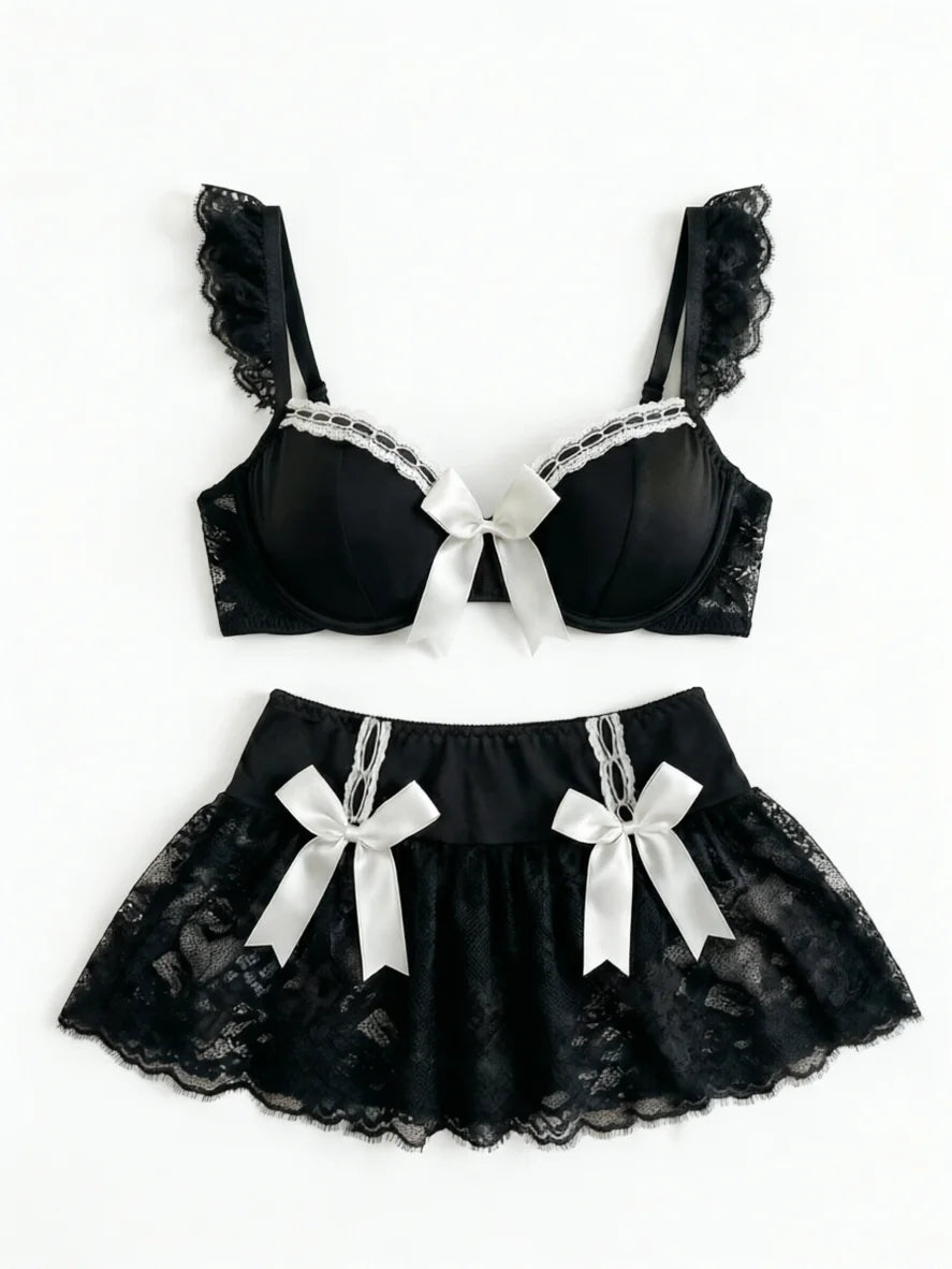 Sexy Lingerie Seamless Underwear Fancy Women Erotic Outfit Open Sexy Bra Set Fantasy Mini Skirt Bra Set Cosplay Costumes Women