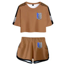 25COSAnime Titans Attack Cosplay Attack on Titans Clothing Pajamas Crop T Shirt Shorts Levi Sleeve Women Vest Giant Attack Cloth