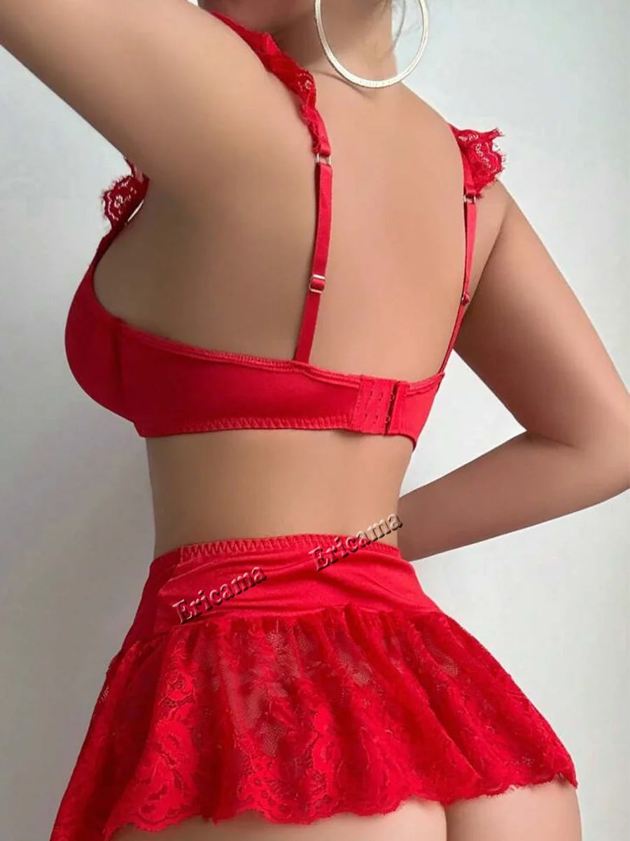 Black Sexy Lingerie Woman Porno Sex Underwear Sexy Bra Set And  Mini Dress Uniform Lingerie Erotic Underwear Babydoll Costumes