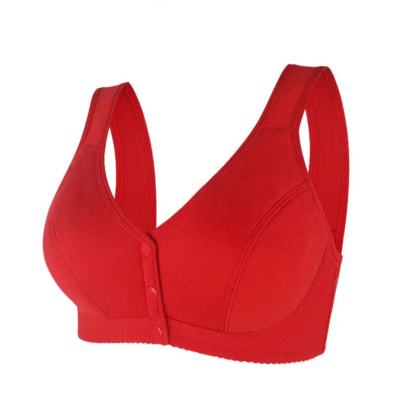 Ladies Front Button Plus Size Solid Color Underwear Fashionable Ultra-thin Soft and Comfortable Vest Style Fixed Cup Underwear