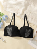 Women's sexy solid color lace plus size bra with steel rims gathered push ups adjustable shoulder straps comfortable bra J2471