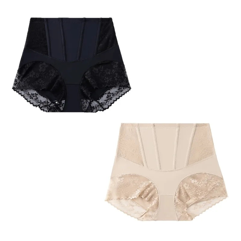 WarmSteps 2PCS Women's Shaper Panties High-Waist Lace Sexy Lingerie Abdominal Tightener Female Briefs Fishbone Waist SlimmingHot