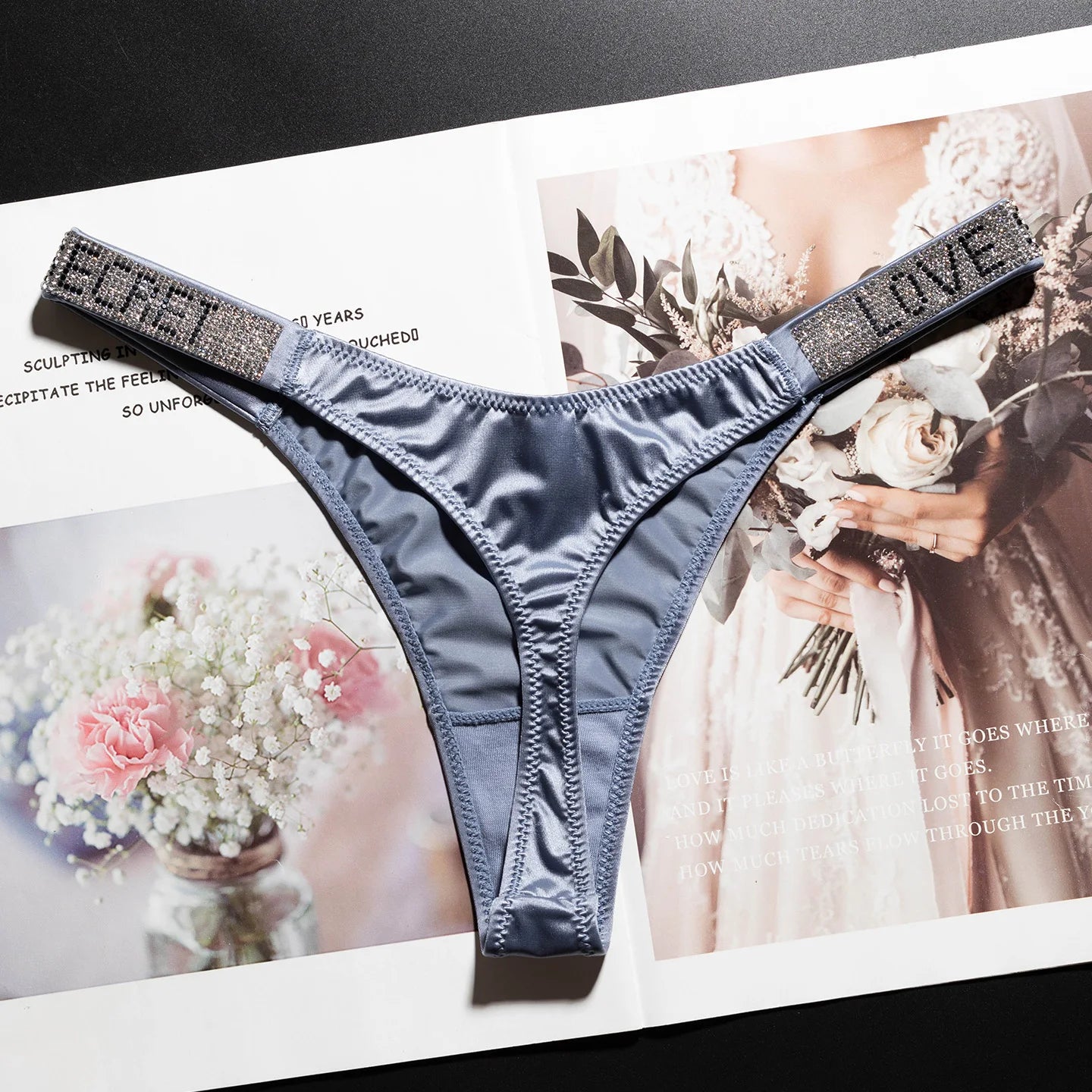 Letter Sexy Panties Women Thongs Rhinestones Diamonds G-string Sports Thong Low Waist Shorts Briefs T-back Fitness S-XL